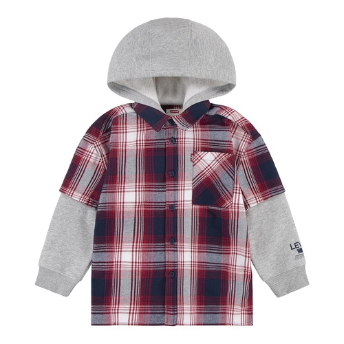 리바이스 Levis Kids Long Sleeve Hoodie and Flannel Twofer Shirt (Little Kids)