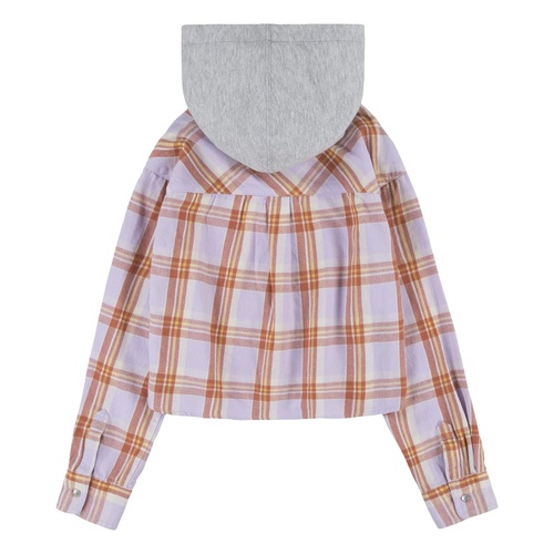 리바이스 Levis Kids Hooded Button-Up Flannel Shirt (Big Kids)