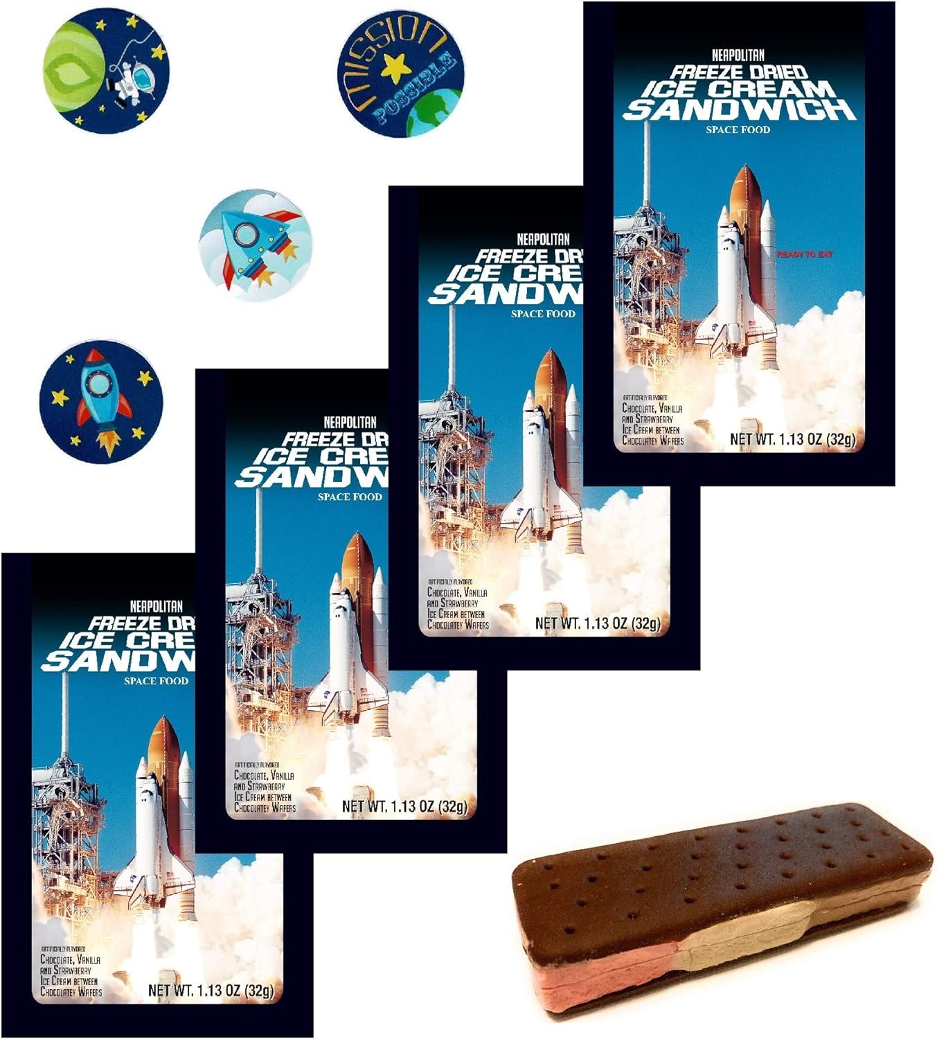  LuvyDuvy Neapolitan Sandwiches & Space Sticker Bundle - 4 Pack