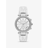 Michael Kors Oversized Parker Pave Silver-Tone and Logo Watch