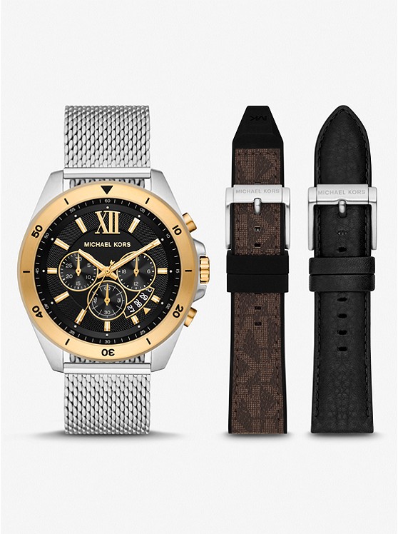 Michael Kors Oversized Brecken Two-Tone Mesh Watch Gift Set