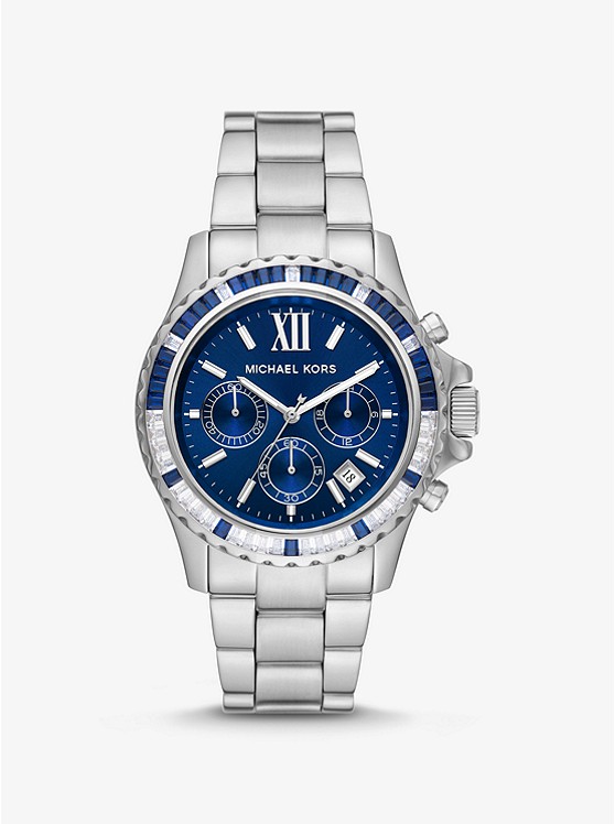 Michael Kors Oversized Everest Pave Silver-Tone Watch