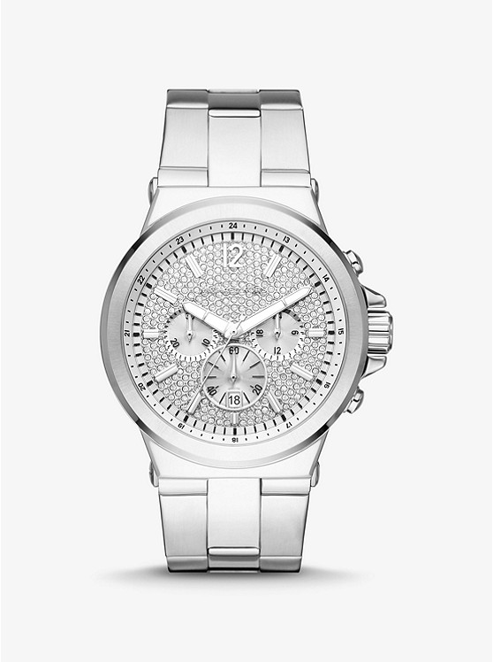 Michael Kors Oversized Dylan Pave Silver-Tone Watch