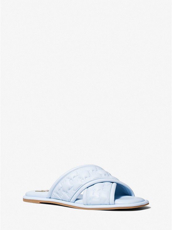 MICHAEL Michael Kors Gideon Logo Embossed Faux Leather Slide Sandal