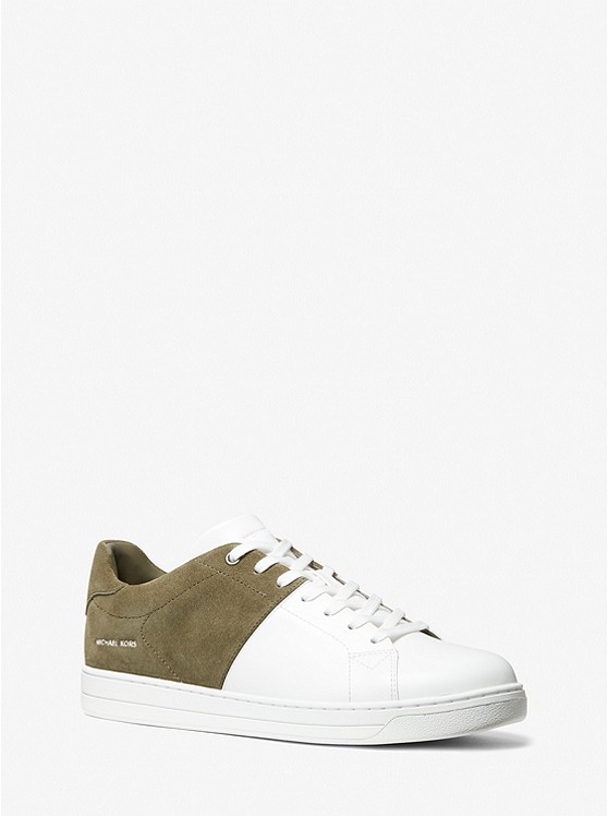 Michael Kors Mens Caspian Two-Tone Leather and Suede Sneaker