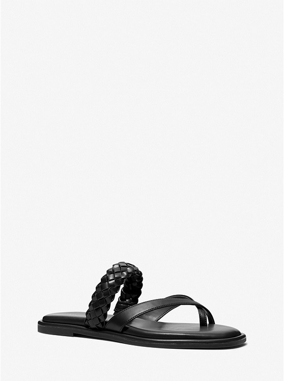 MICHAEL Michael Kors Alba Braided Faux Leather Slide Sandal