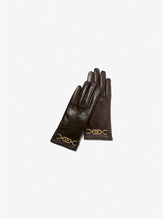 MICHAEL Michael Kors Logo Leather Gloves
