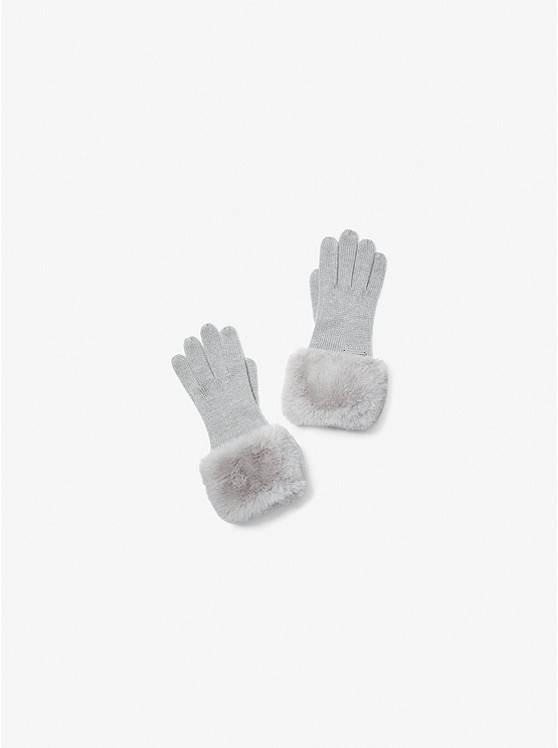 MICHAEL Michael Kors Faux Fur-Trim Knit Gloves