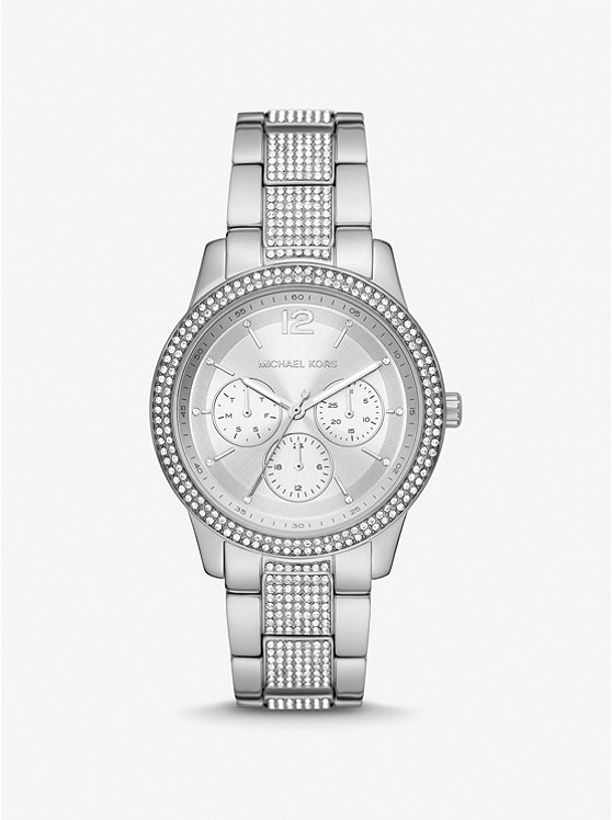 Michael Kors Oversized Tibby Pave Silver-Tone Watch
