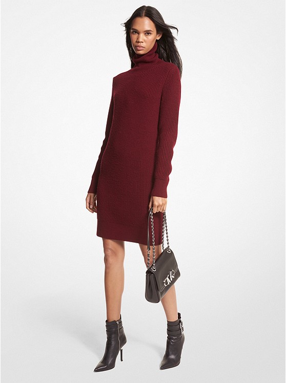 MICHAEL Michael Kors Ribbed Wool and Cashmere Blend Turtleneck Sweater Dress