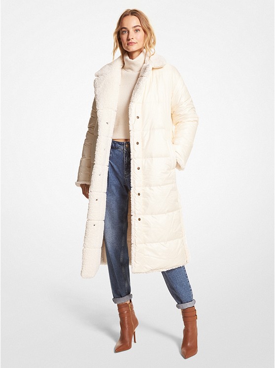 MICHAEL Michael Kors Quilted Cire and Faux Shearling Reversible Puffer Coat