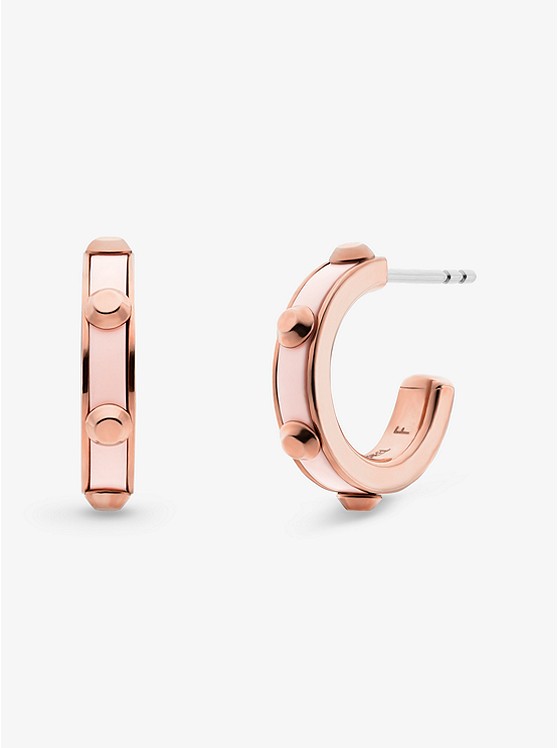 Michael Kors Studded Rose Gold-Plated and Acetate Hoop Earrings