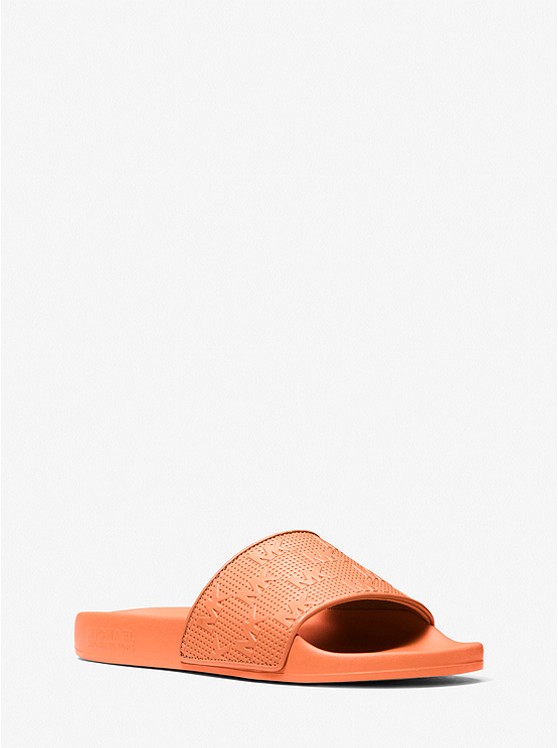 MICHAEL Michael Kors Gilmore Logo Embossed Faux Leather Slide Sandal