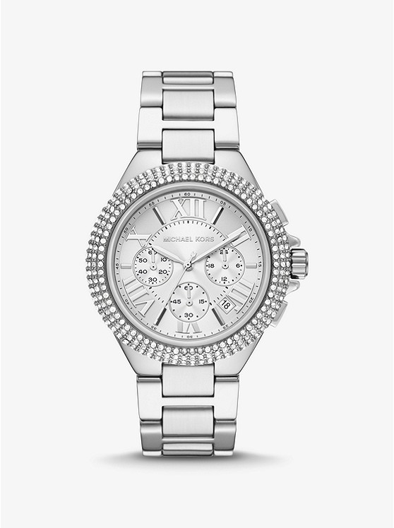 Michael Kors Oversized Camille Pave Silver-Tone Watch