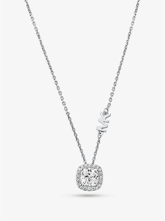 Michael Kors Sterling Silver Pave Halo Necklace