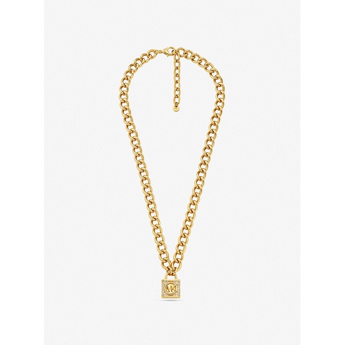 마이클코어스 Michael Kors 14K Gold-Plated Brass Pave Lock Necklace