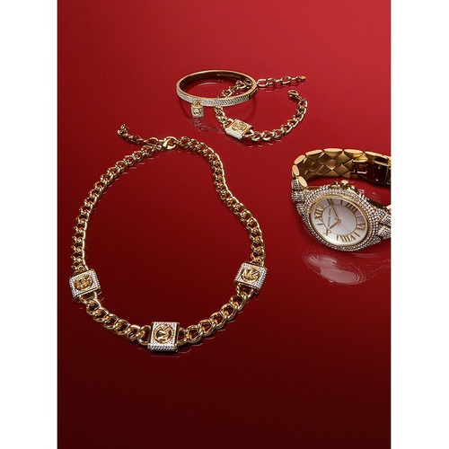 마이클코어스 Michael Kors 14K Gold-Plated Brass Pave Lock Trio Necklace