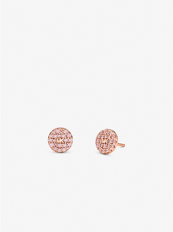 마이클코어스 Michael Kors 14K Rose Gold-Plated Sterling Silver Pave Logo Disc Earrings and Necklace Set