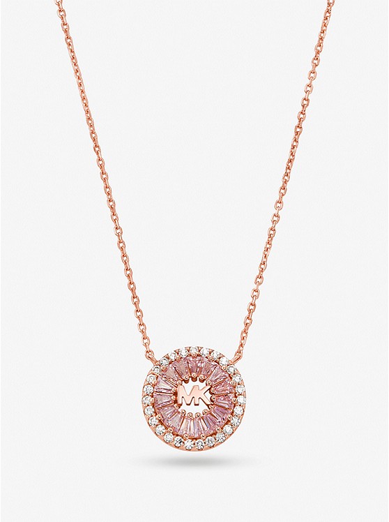 Michael Kors 14k Rose Gold-Plated Sterling Silver Pave Halo Necklace