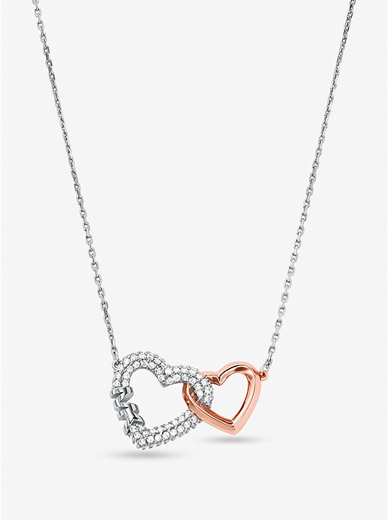 Michael Kors Precious Metal-Plated Sterling Silver Interlocking Hearts Necklace