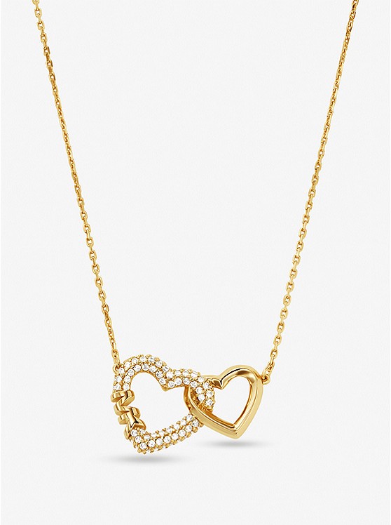 Michael Kors Precious Metal-Plated Sterling Silver Interlocking Hearts Necklace
