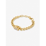 Michael Kors 14K Gold-Plated Brass Pave Lock Curb Link Bracelet