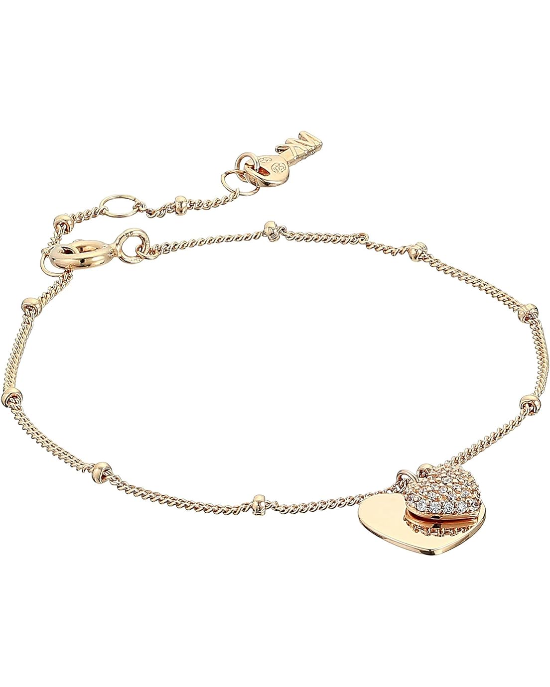 Michael Kors Precious Metal-Plated Sterling Silver Pave Heart Bracelet