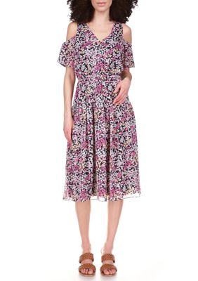 Womens Cami Mini Floral Tie Front Satin Midi Dress