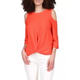 Womens Solid Cold Shoulder Top