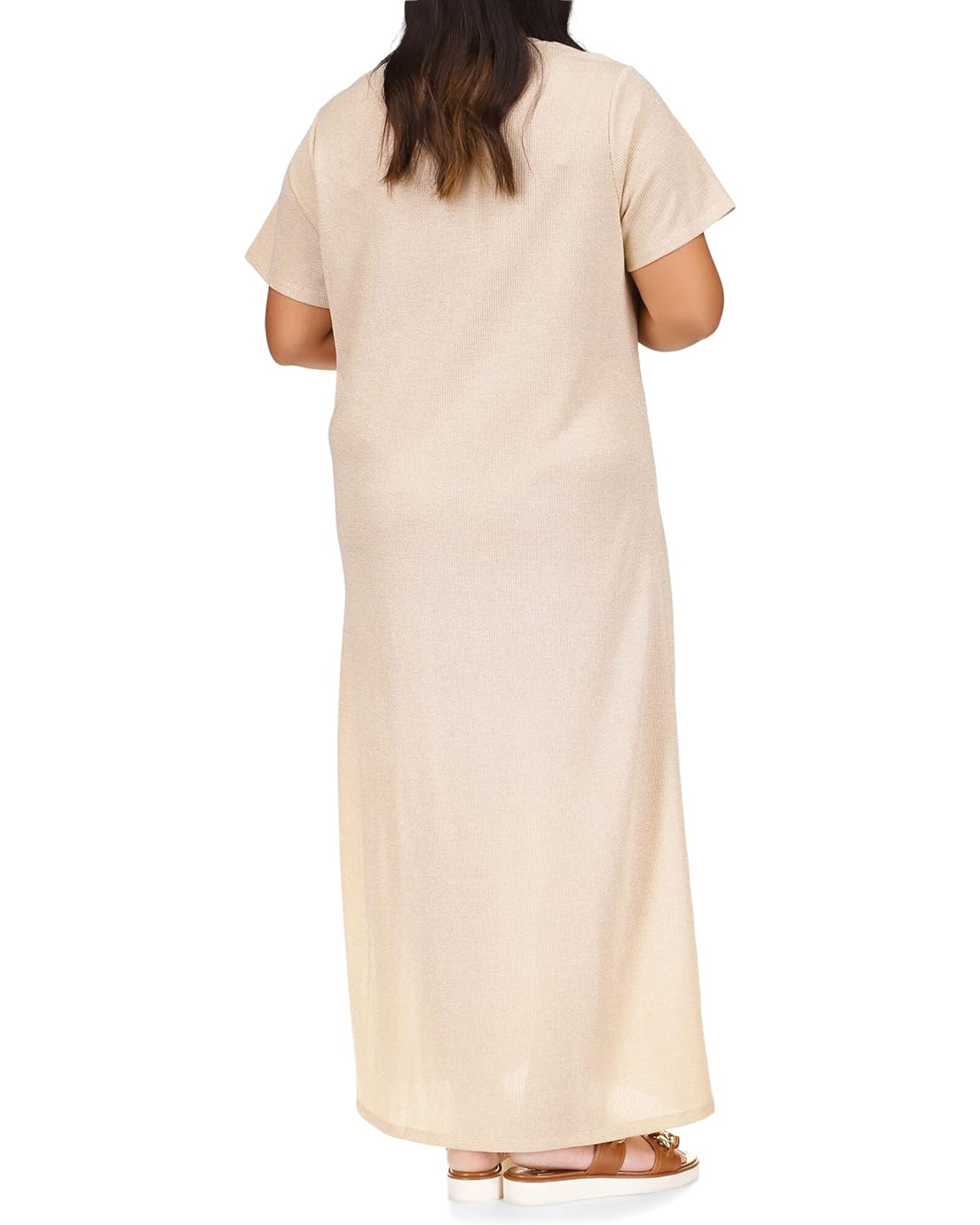 마이클코어스 MICHAEL Michael Kors Plus Size Rib Midi T-Shirt Grommet Dress