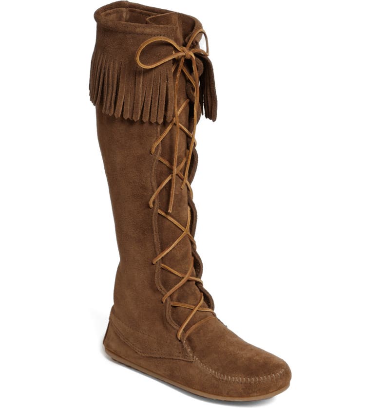 Minnetonka Lace-Up Boot_BROWN SUEDE