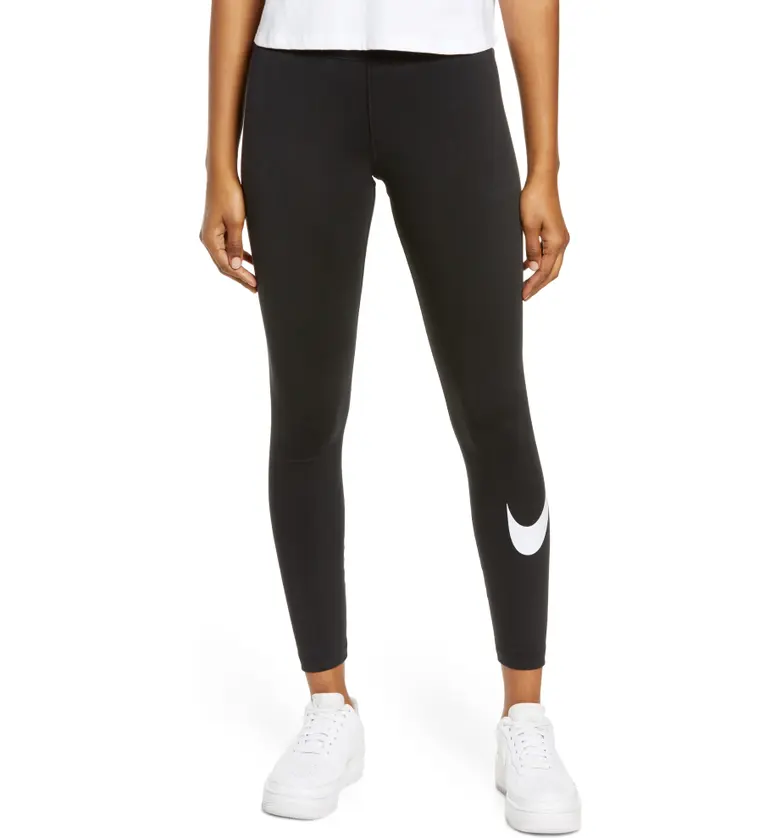 나이키 Nike Sportswear Swoosh Leggings_BLACK/ WHITE