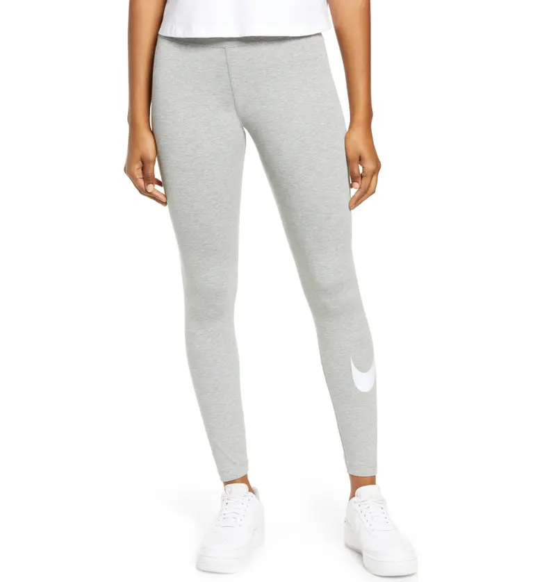 나이키 Nike Sportswear Swoosh Leggings_DARK GREY HEATHER/ WHITE