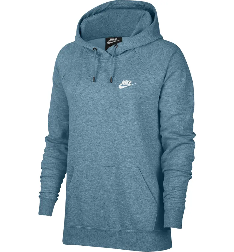 Nike Sportswear Essential Pullover Fleece Hoodie_CERULEAN/ HEATHER/ WHITE