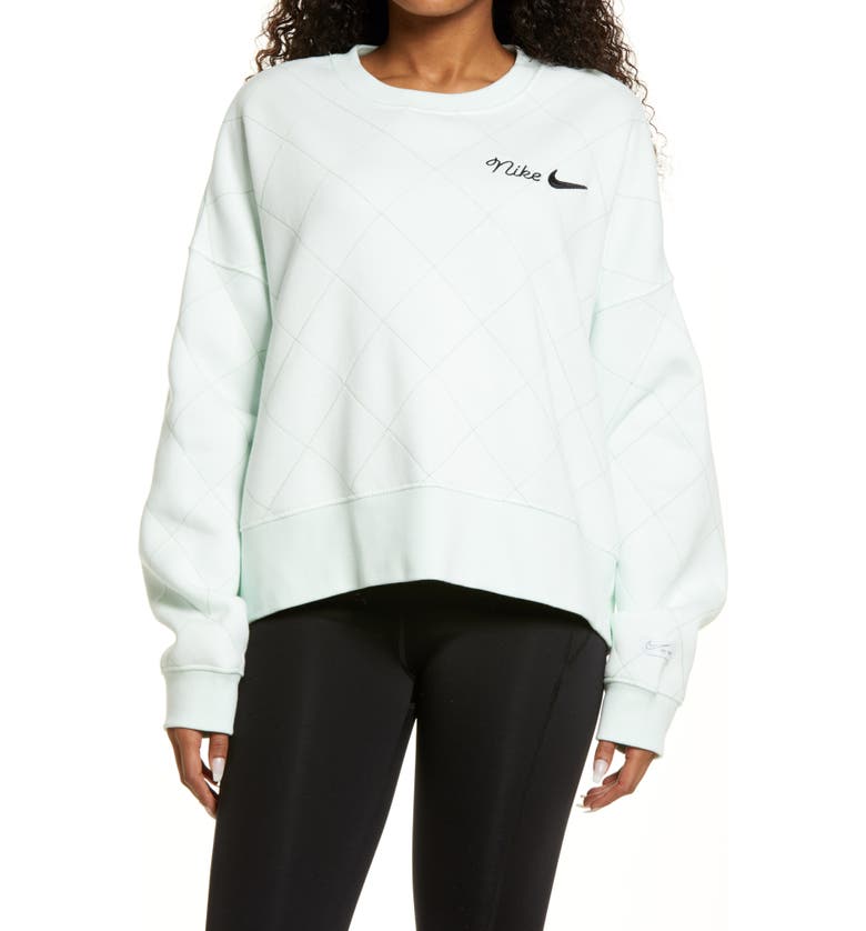 Nike Sportswear Quilted Fleece Sweatshirt_BARELY GREEN/ BLACK/ BLACK