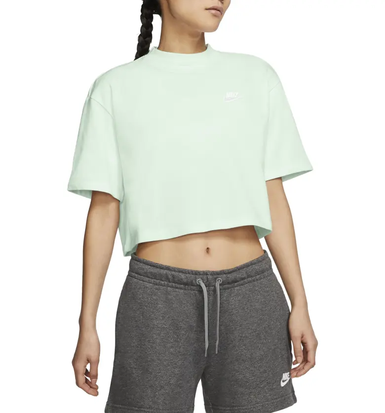 Nike Sportswear Short Sleeve Jersey Crop Top_BARELY GREEN/WHITE