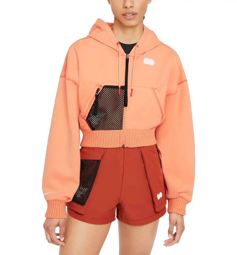 Nike Naomi Osaka Fleece Zip Hoodie_ORANGE FROST / WHITE