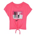 Nike Kids Short Sleeve Color-Block Logo Graphic Front Tie Top (Little Kids)