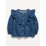 Long-Sleeve Ruffle-Trim Button-Front Top for Baby