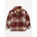 Unisex Sherpa-Lined Plaid Shacket for Toddler