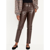 High-Waisted OG Straight Faux-Leather Ankle Pants