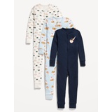 Unisex Snug-Fit Printed Pajama One-Piece 3-Pack for Toddler & Baby
