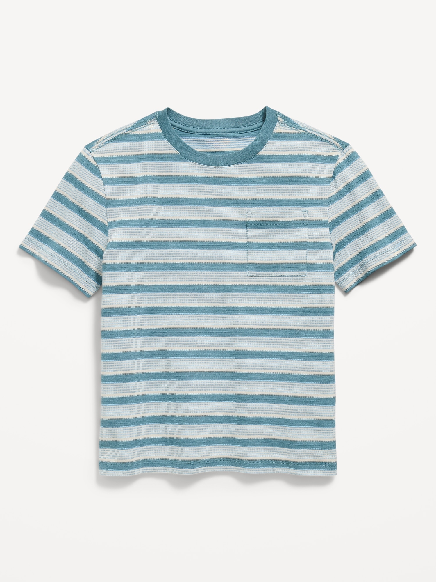 Textured Striped Short-Sleeve Pocket T-Shirt for Boys Hot Deal
