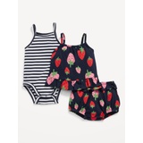 Cami Ruffle Bloomer Set and Bodysuit 3-Pack for Baby