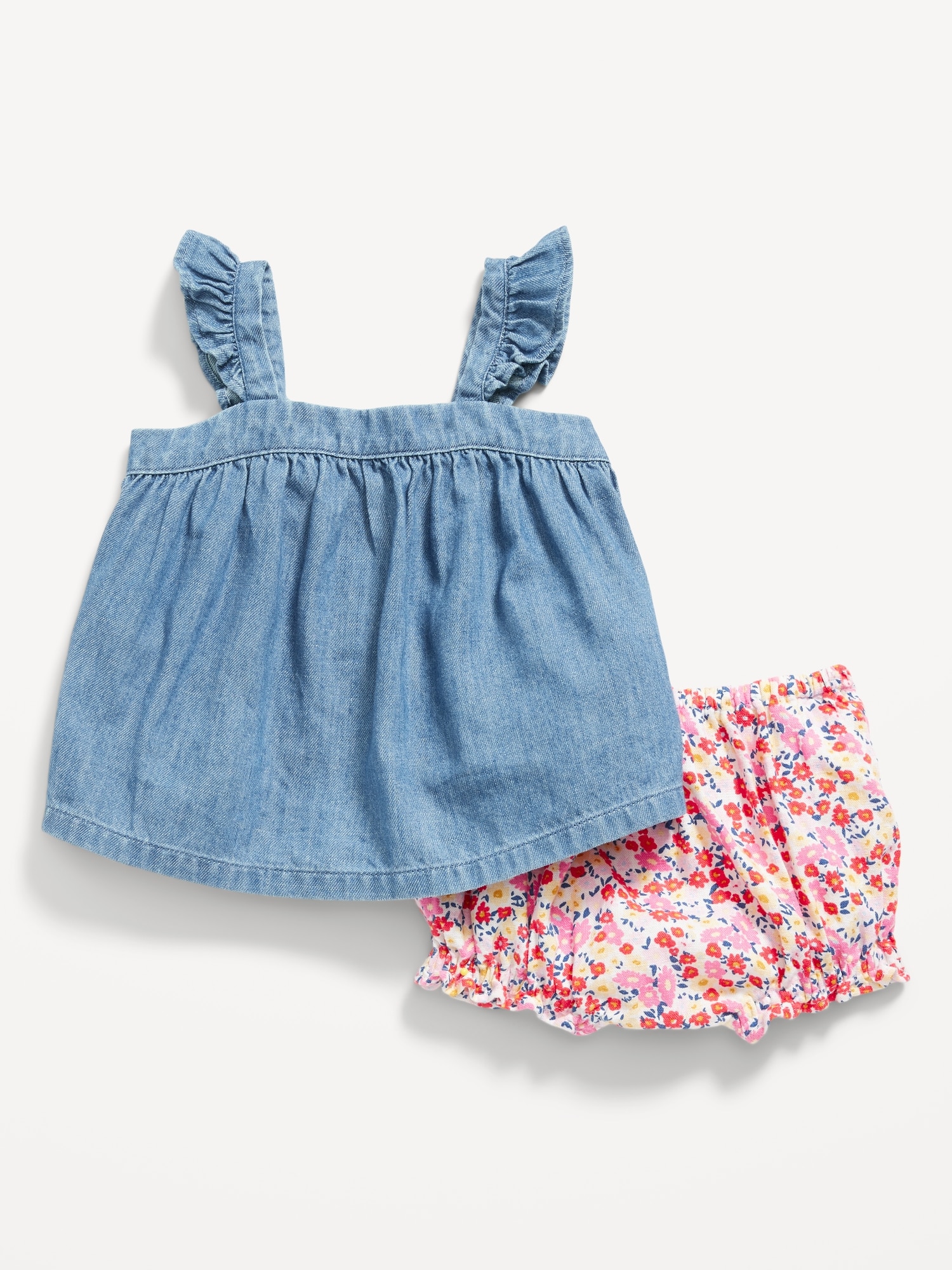 Sleeveless Ruffled Dobby Top and Bloomer Shorts for Baby