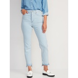 Extra High-Waisted Button-Fly Sky-Hi Straight Cut-Off Jeans