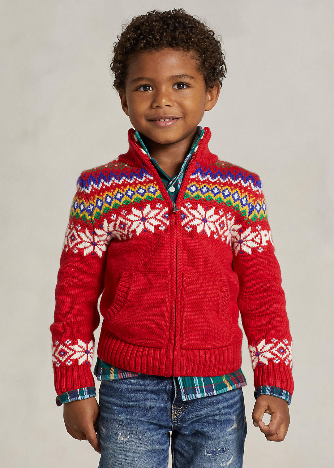 Fair Isle Cotton-Wool Full-Zip Sweater