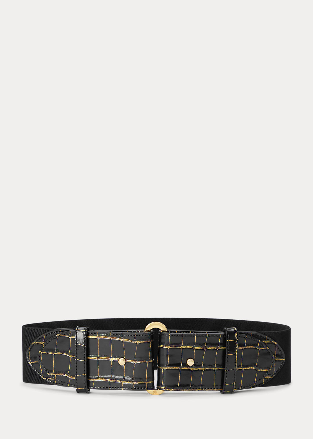 Embossed Leather Tab-Stretch Wide Belt