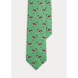 Terrier-Print Linen Tie