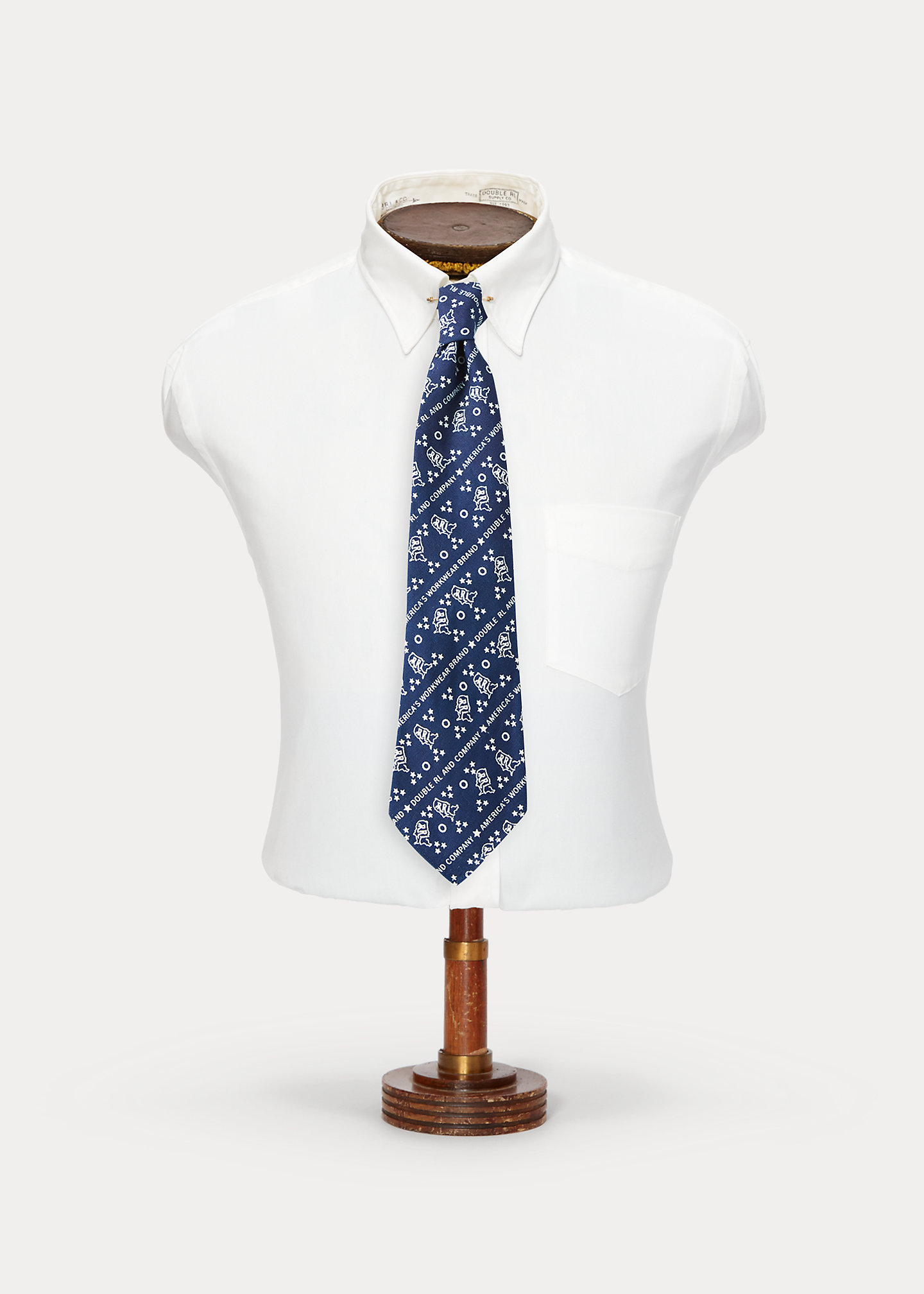 Handmade Logo-Print Indigo Linen Tie